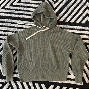 GAP Women's Sage Green Hooded Crop Sweater